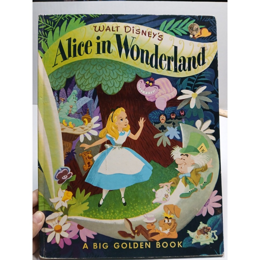 Vintage 1976 Alice In Wonderland In Full Color Big Golden Book Disney